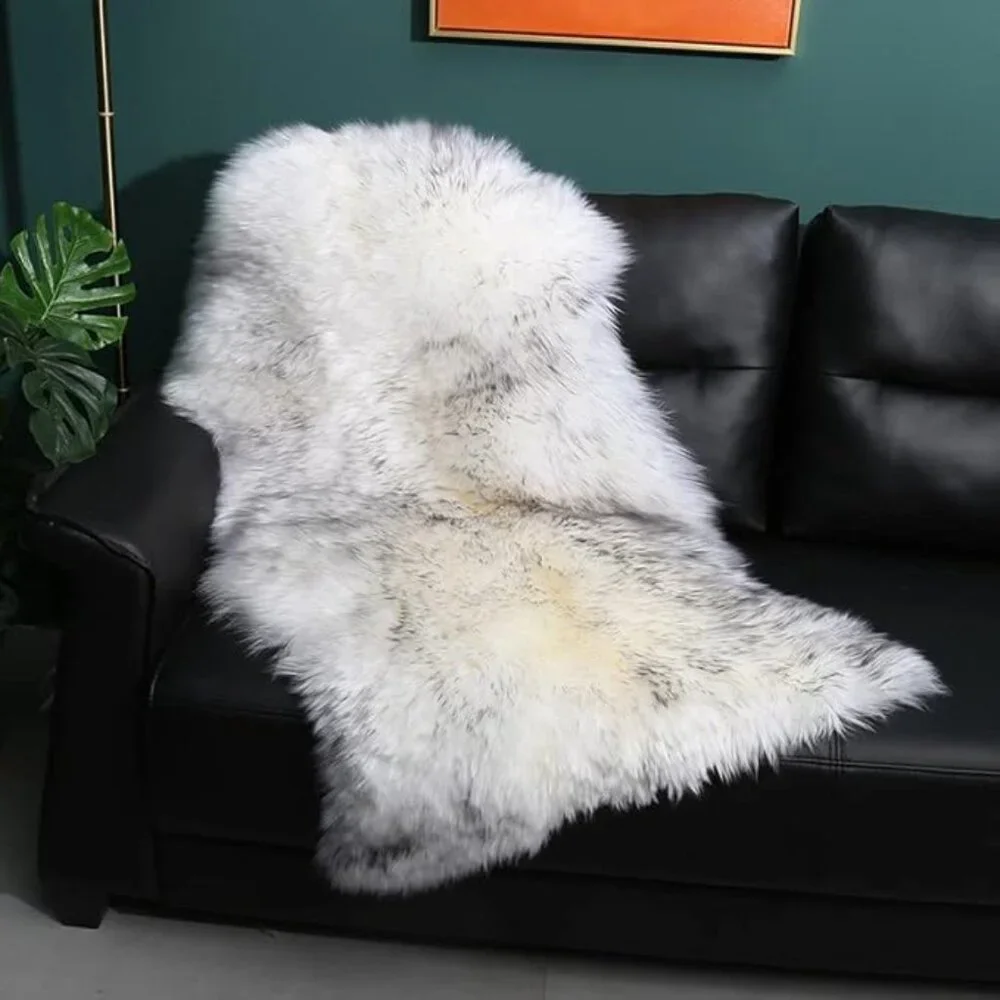 New Premium Genuine Sheepskin Rug White Grey Real Australia Sheepskin Natural